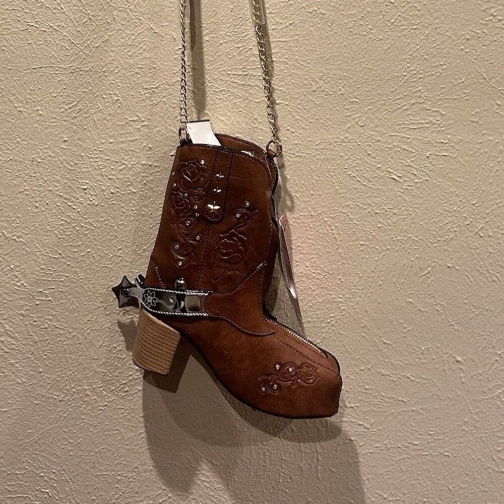 Betsey Johnson Kitsch Giddy Up Cowboy Crossbody Bag Boot New